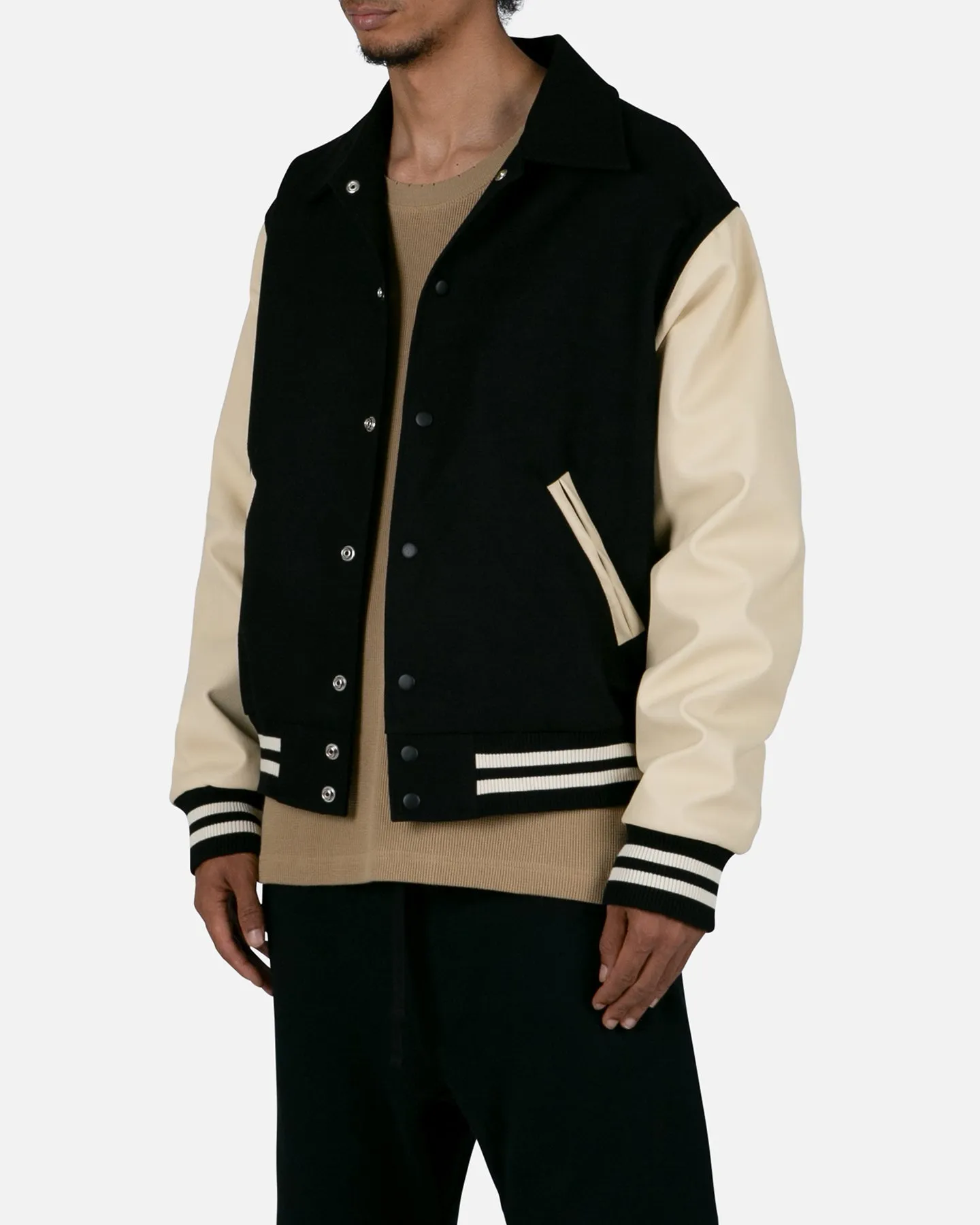 MNML Collared Varsity Jacket Black/White