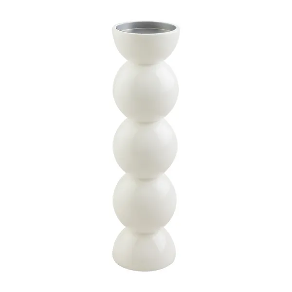 Mud Pie White Lacquer Candlestick - Medium