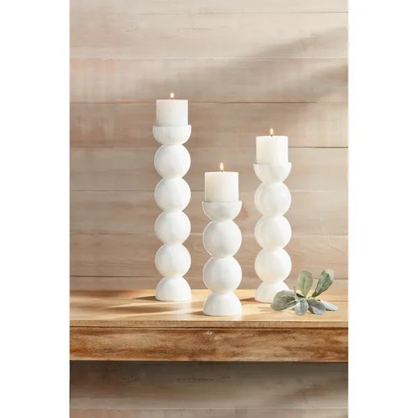 Mud Pie White Lacquer Candlestick - Medium