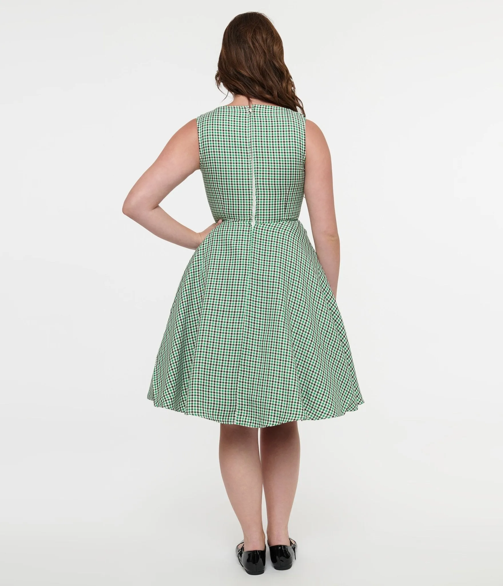 Orchid Bloom 1950s Green & Black Plaid Fit & Flare Dress