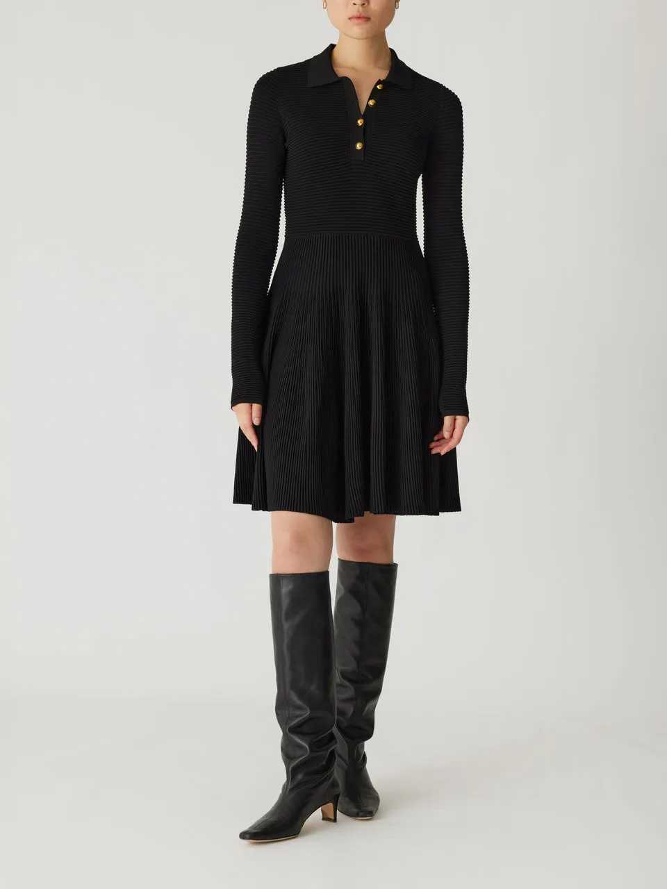 Ottoman Knit Ls Dress