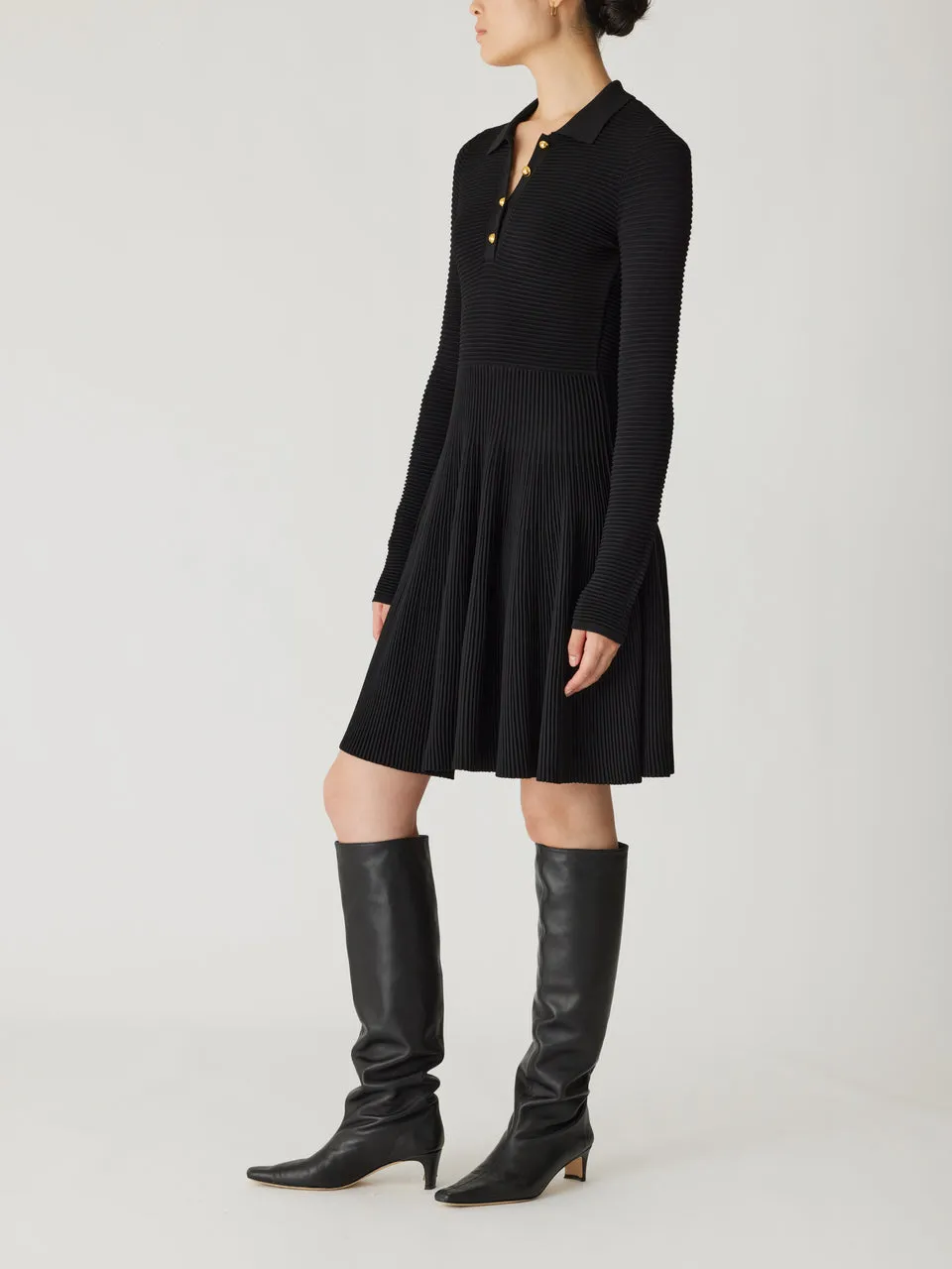 Ottoman Knit Ls Dress