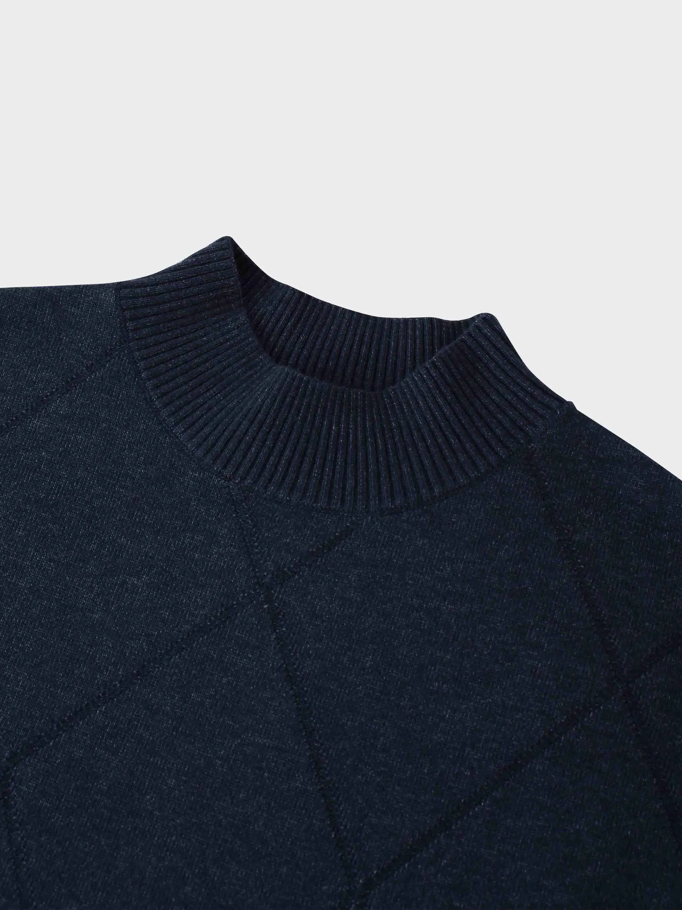 Oversized Diamond Detail Sweater-Heathered Navy