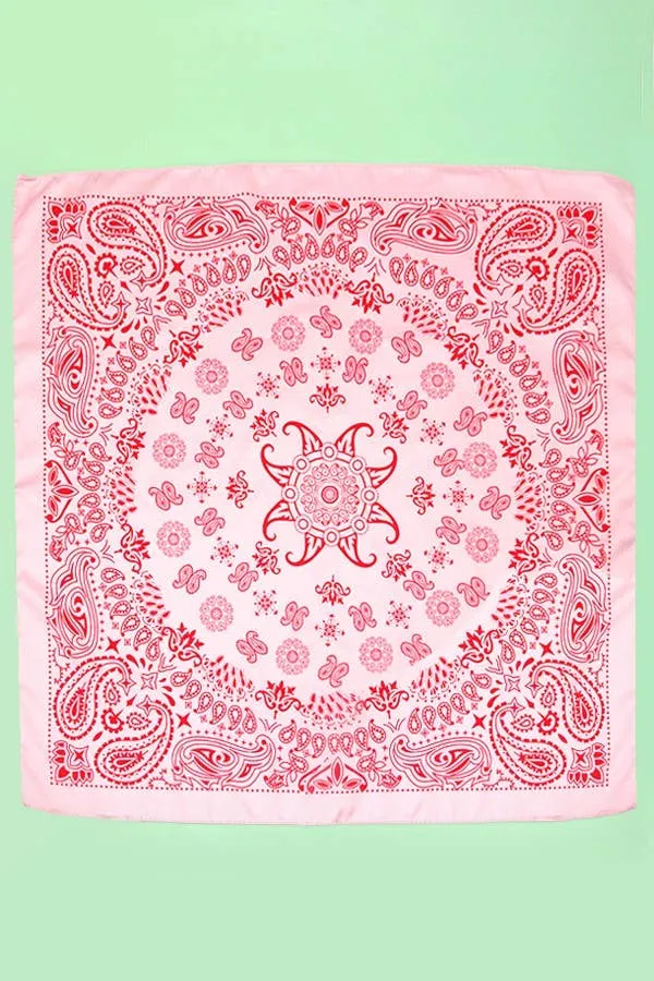 Paisley Pink Silky Feel Bandana Scarf