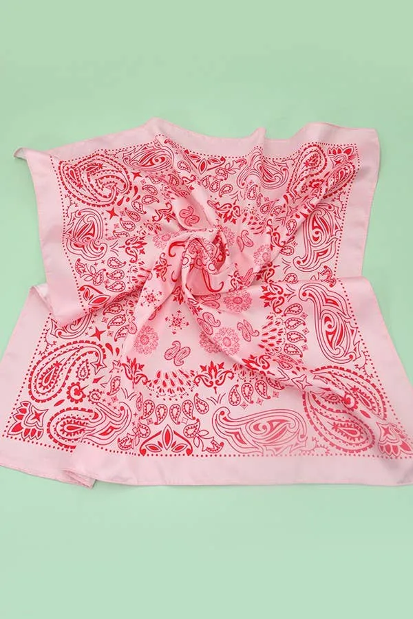 Paisley Pink Silky Feel Bandana Scarf