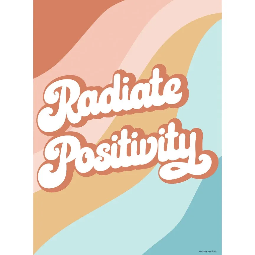 "Radiate Positivity" Poster | Retro Classroom Decor | Good Vibes | Schoolgirl Style