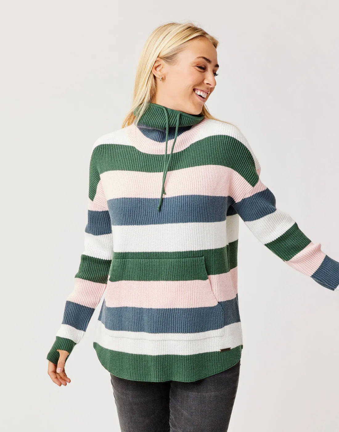 Rockvale Sweater: Cilantro Rugby Stripe - FINAL SALE