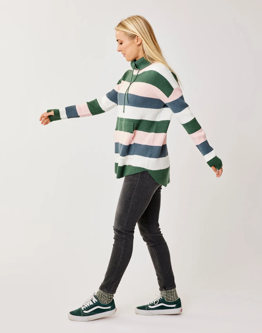 Rockvale Sweater: Cilantro Rugby Stripe - FINAL SALE