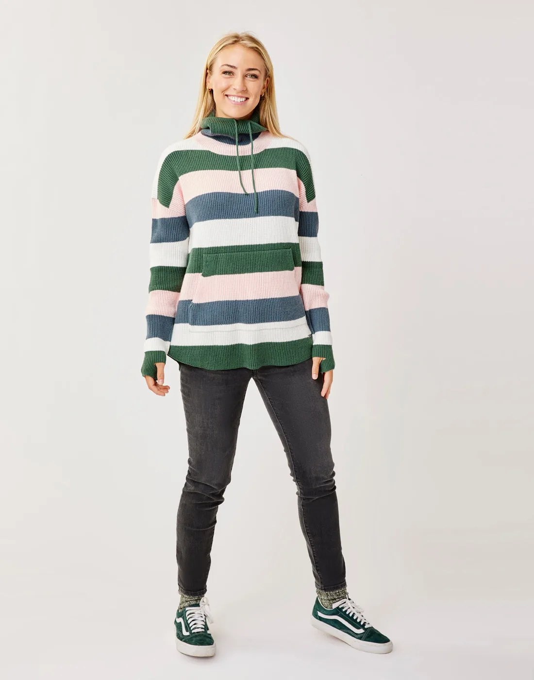 Rockvale Sweater: Cilantro Rugby Stripe - FINAL SALE