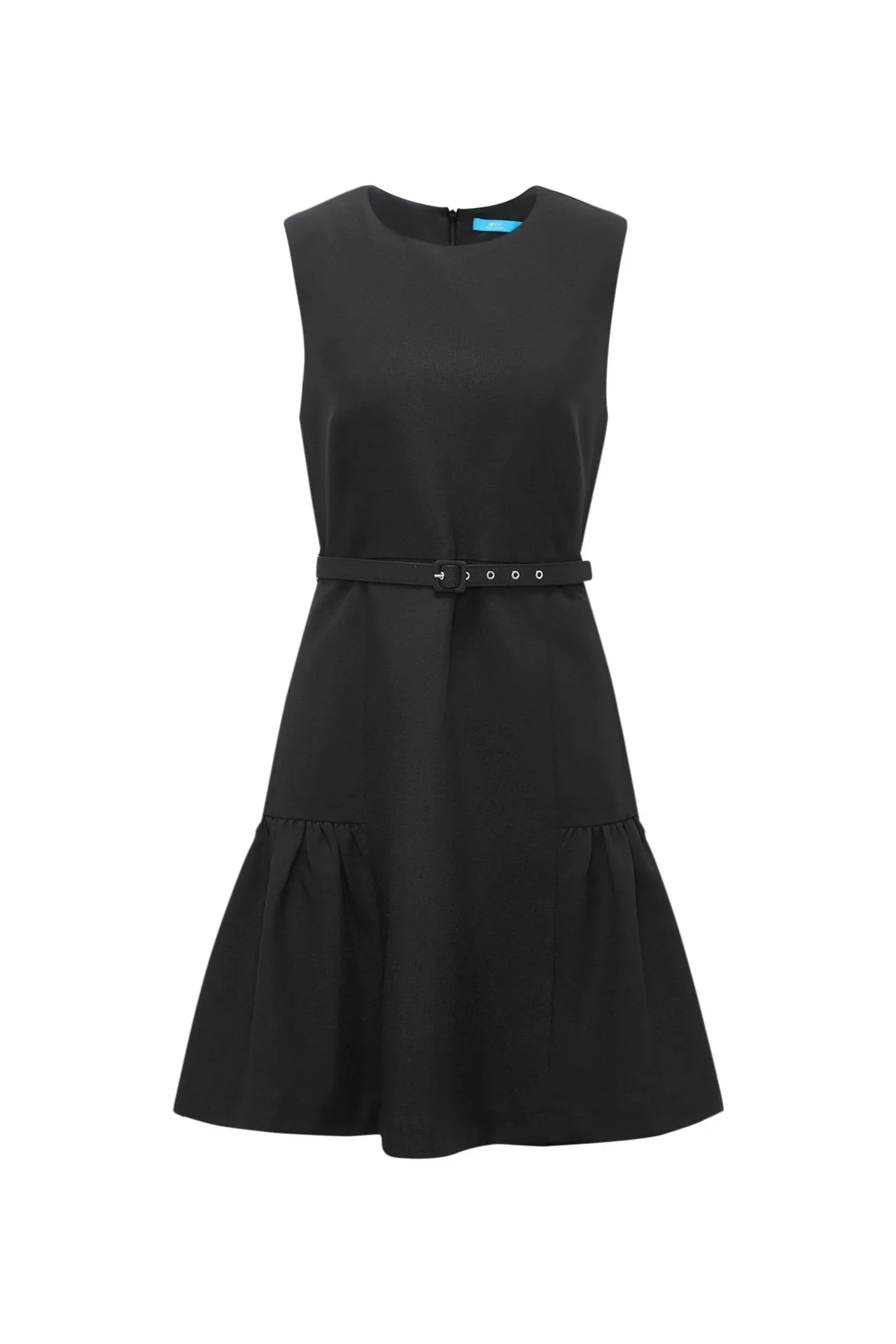 Round Neck Fit & Flare Work Dress with Fabric Belt