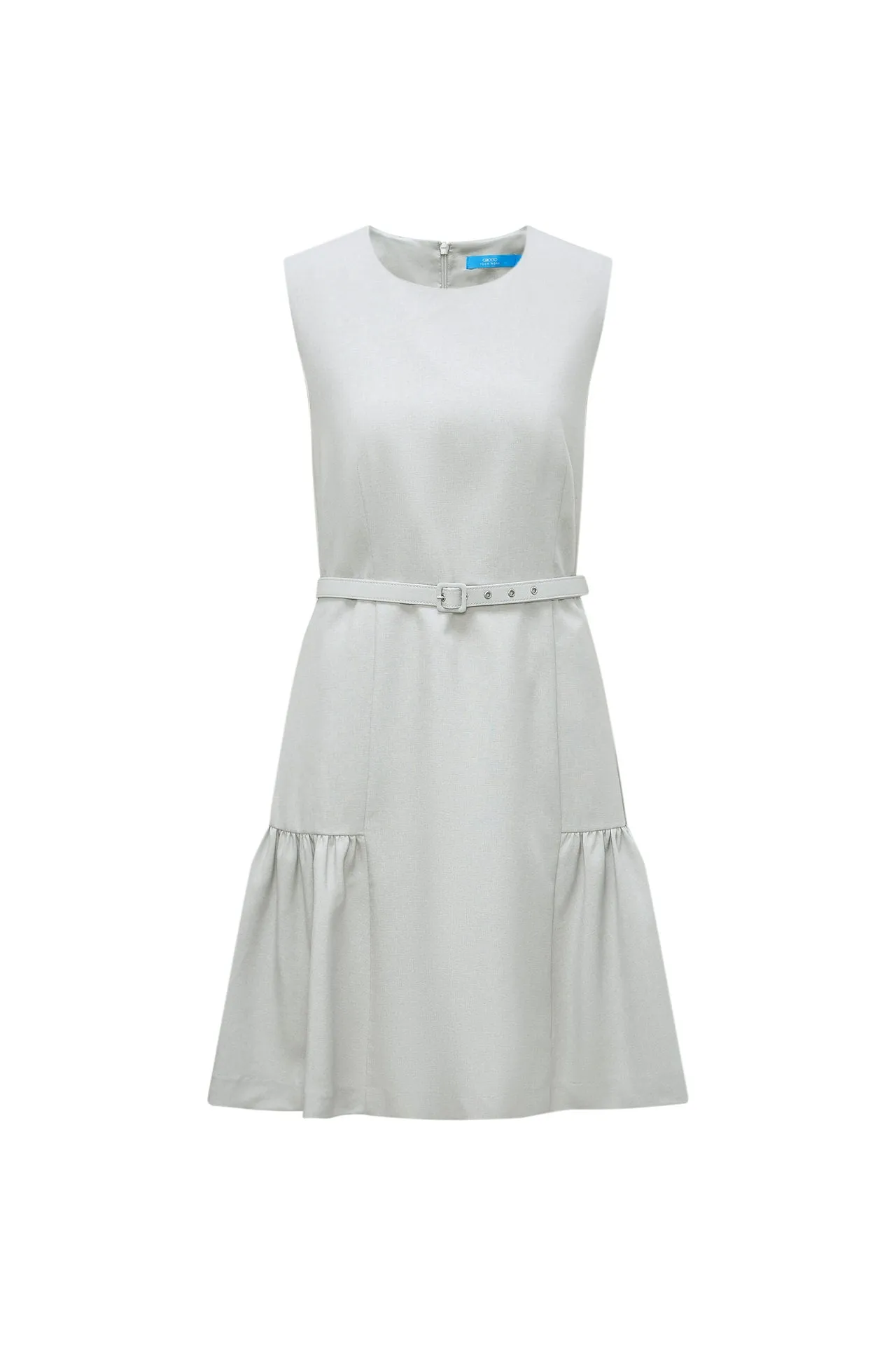 Round Neck Fit & Flare Work Dress with Fabric Belt