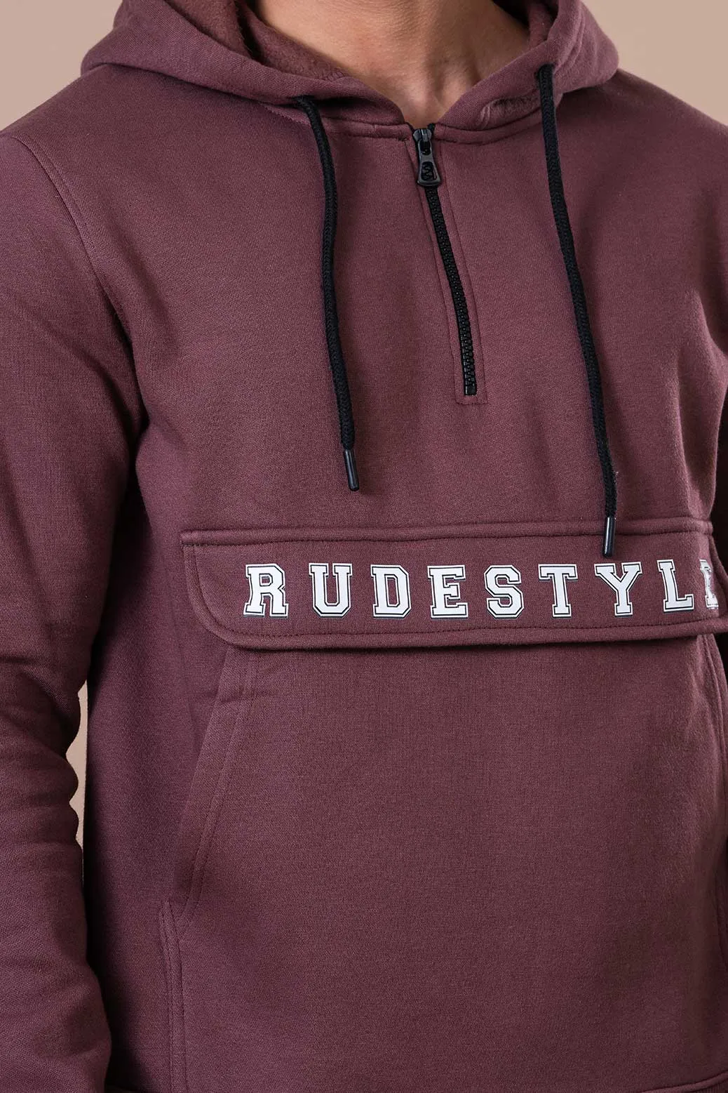 RUDESTYLE ATHLEISURE RELAXED FIT HOODIE-COCA MOCHA