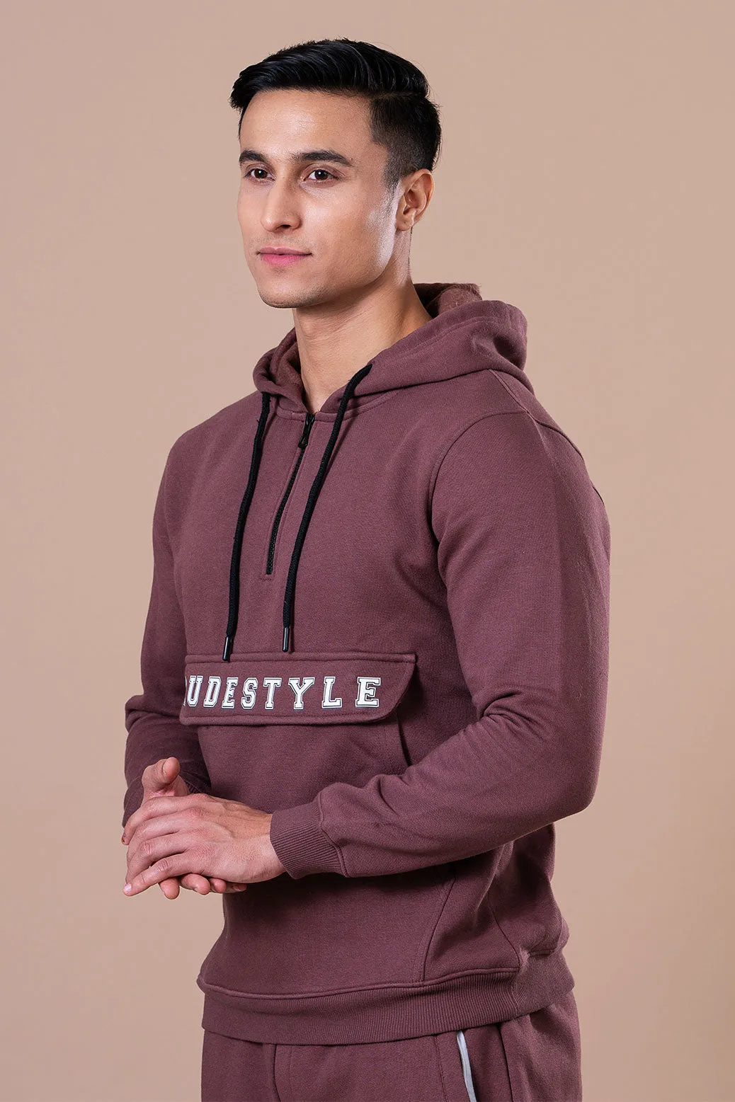 RUDESTYLE ATHLEISURE RELAXED FIT HOODIE-COCA MOCHA