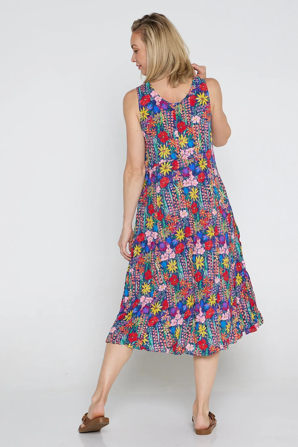 Sleeveless Waterhouse Dress - Rainbow Wildflowers