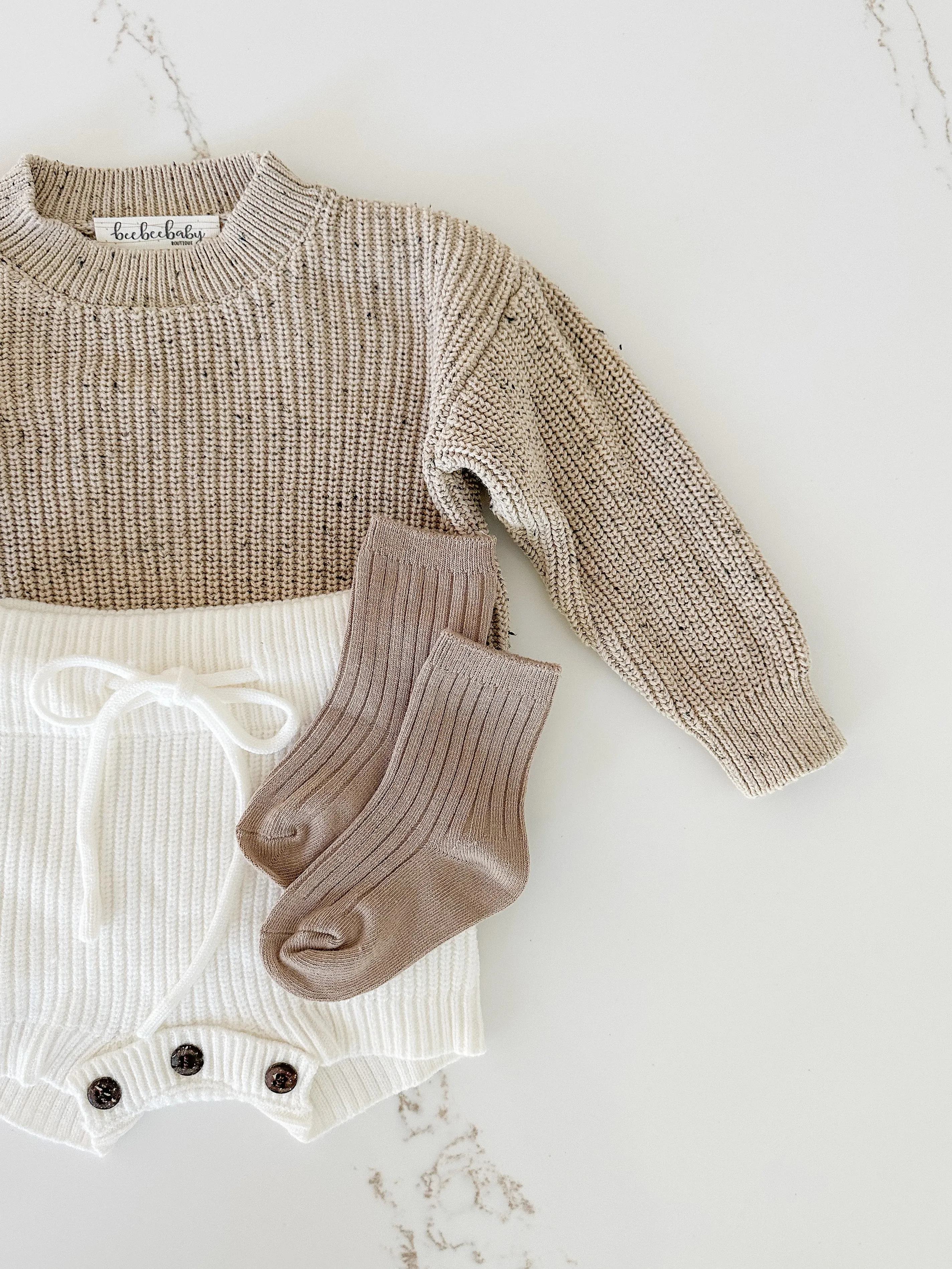 Speckled Chunky Sweater - Sand