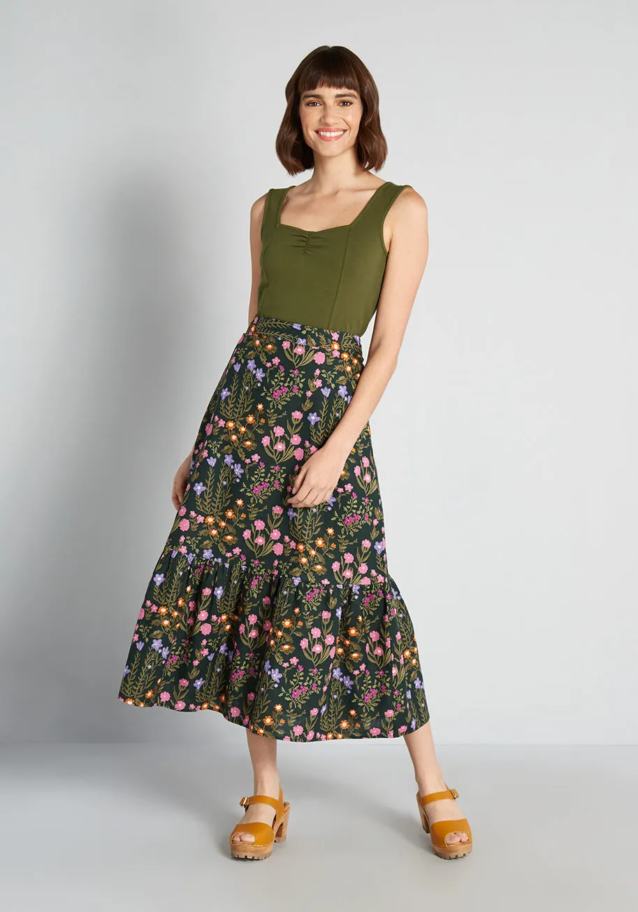 Spring is Here to Stay Tiered Midi Skirt