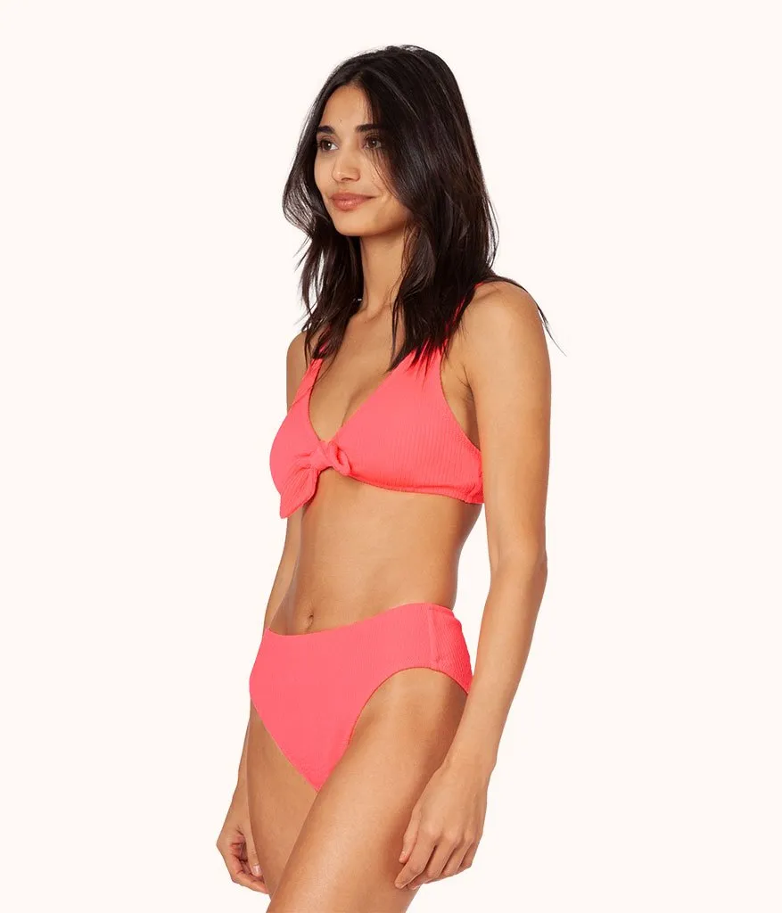 The Ruched High Waist Bikini: Electric Pink