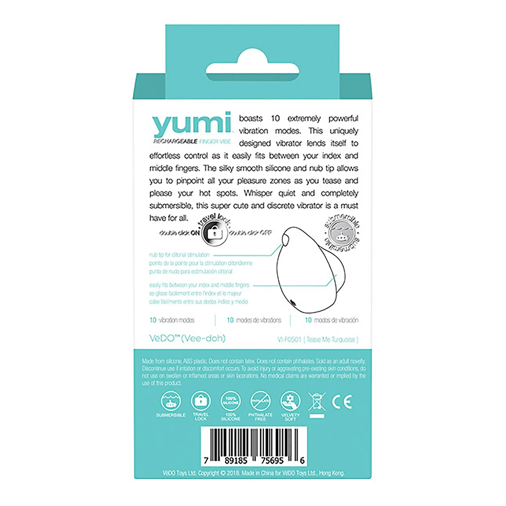 VeDO YUMI Rechargeable Finger Vibe (Tease Me Turquoise)