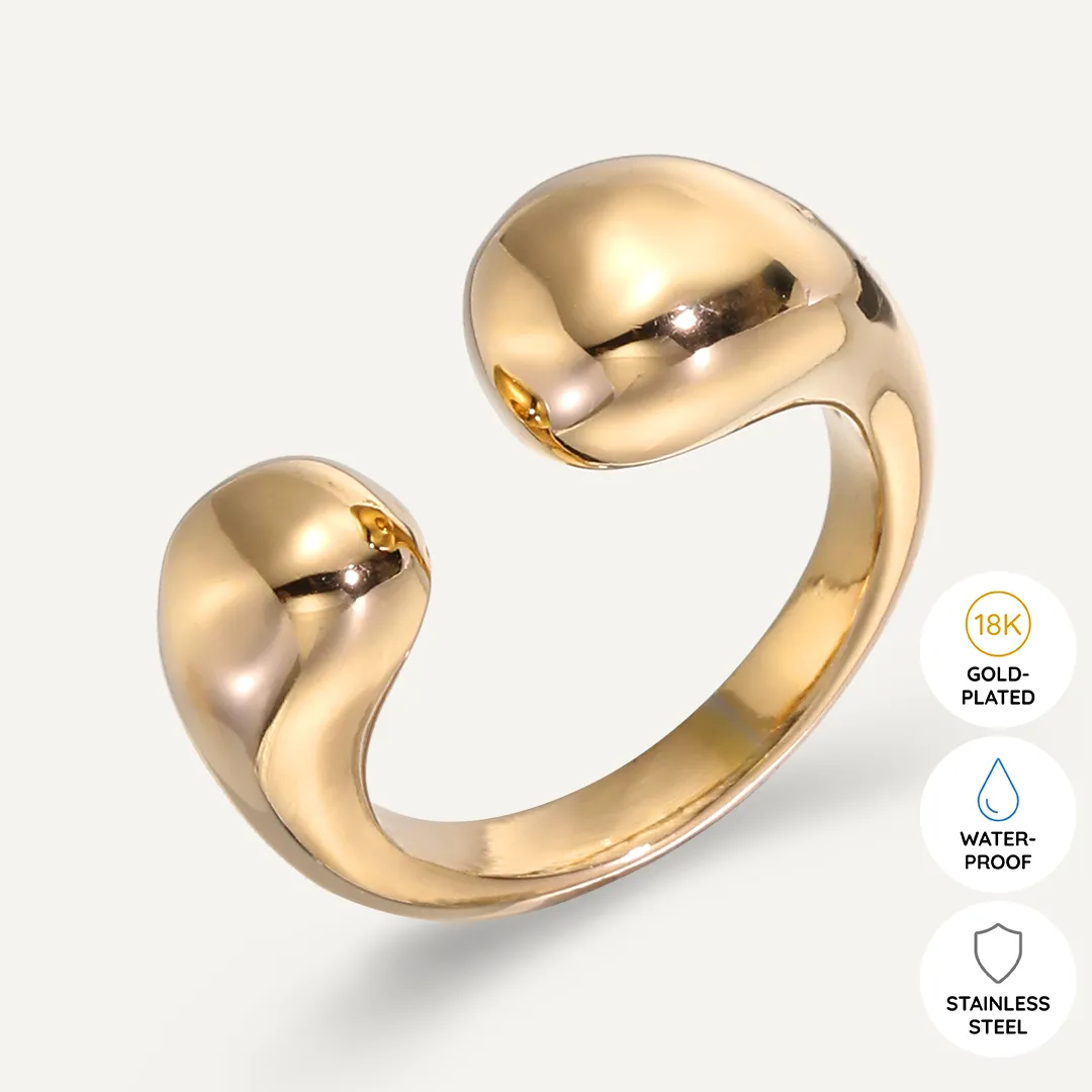 Vibes | Bold Fluid Open Ring | 18K Gold-Plated