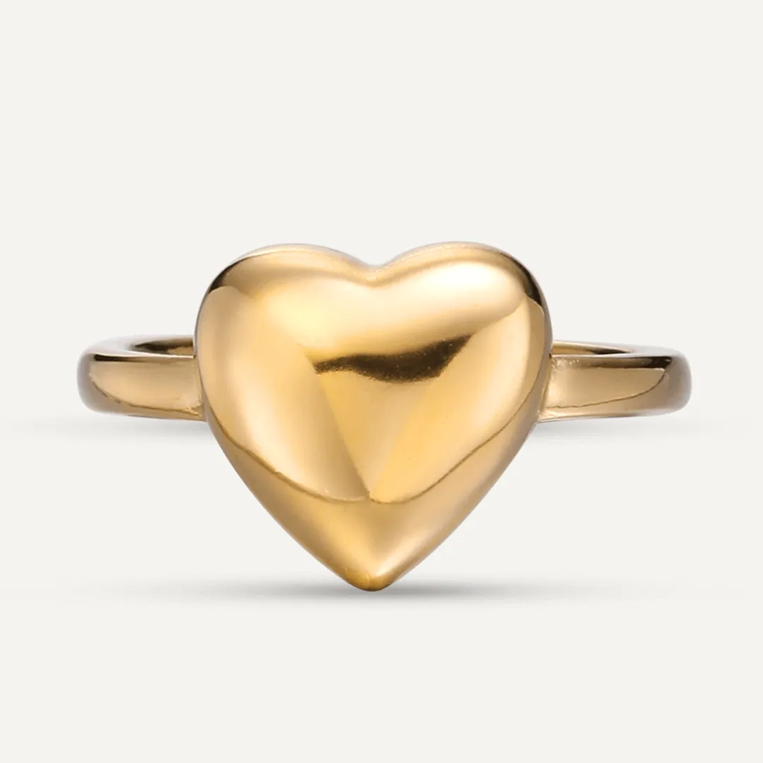 Vibes | Bold Heart Statement Adjustable Ring | 18K Gold-Plated