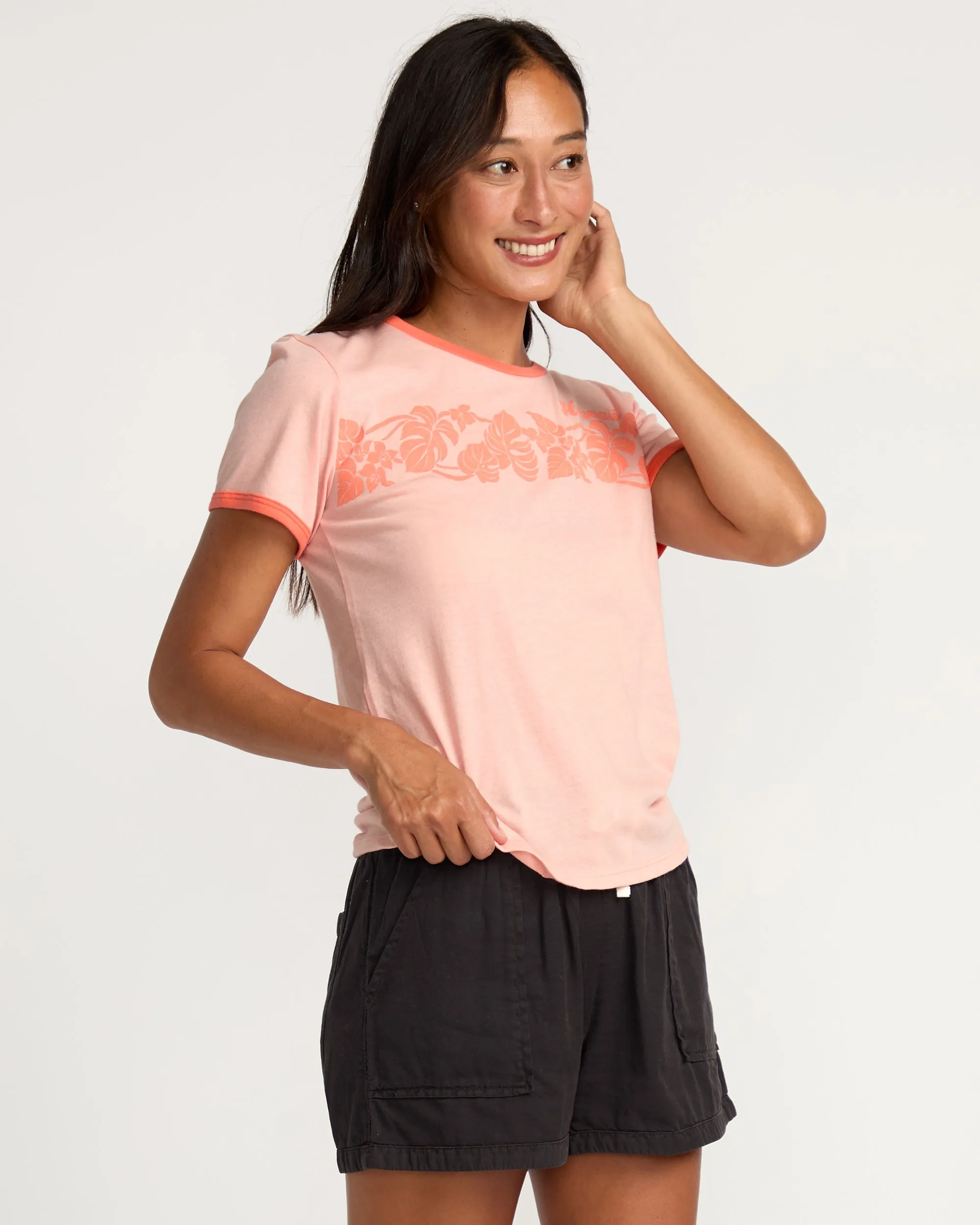 Womens Mala Ringer Short Sleeve Tee - Royal Hawaiian