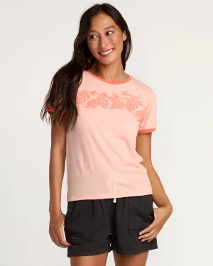 Womens Mala Ringer Short Sleeve Tee - Royal Hawaiian