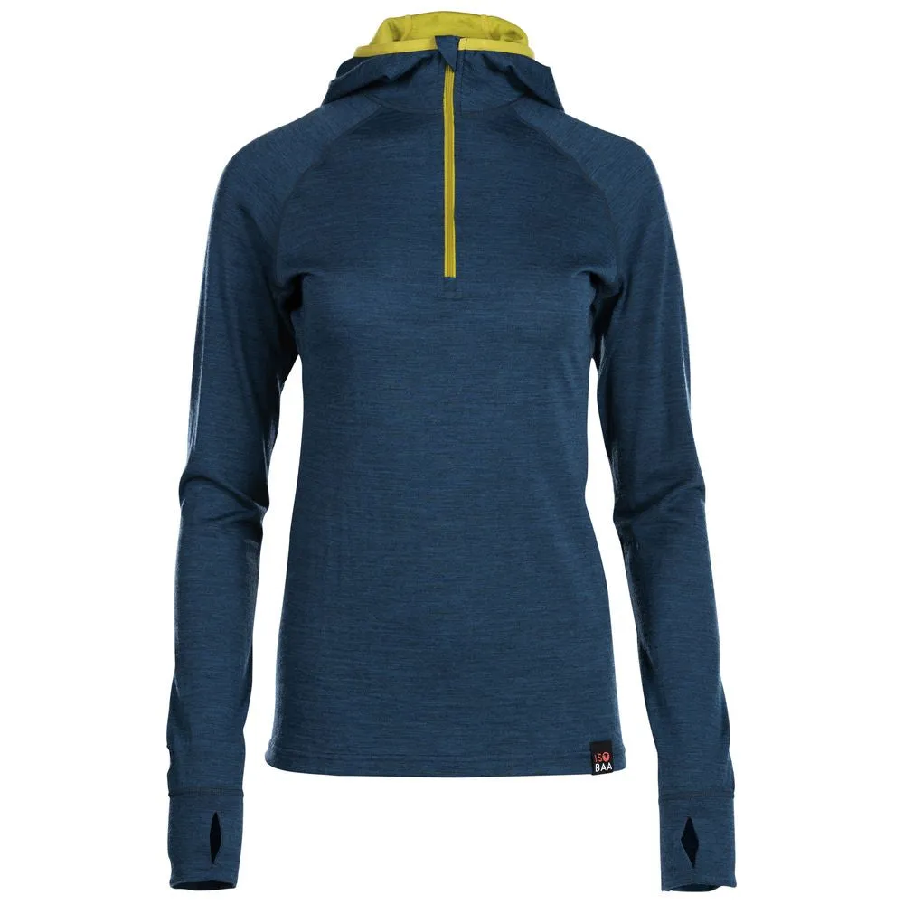 Womens Merino 200 Zip Neck Hoodie (Petrol)