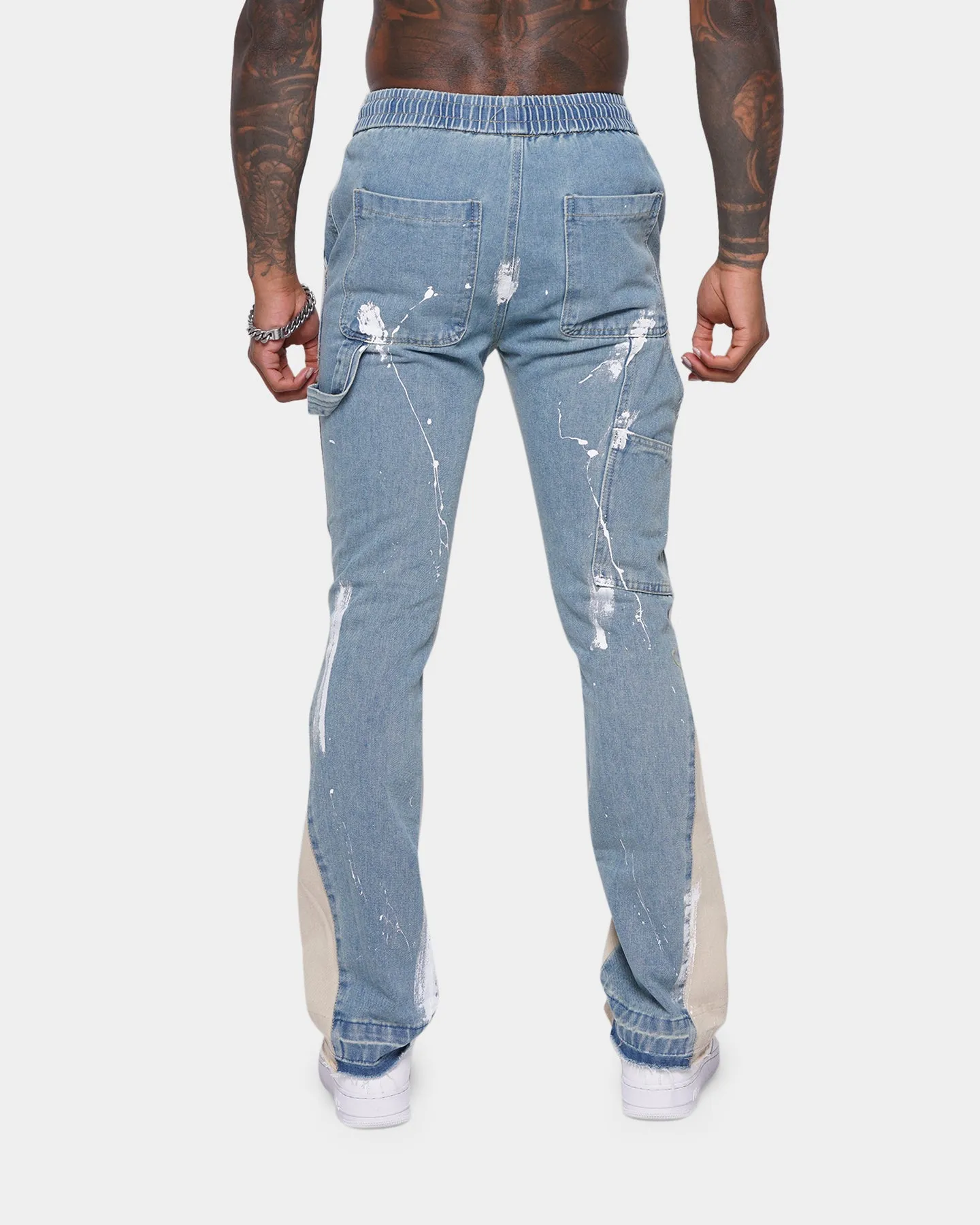 XXIII Aler Paint Splatter Flare Jeans Blue